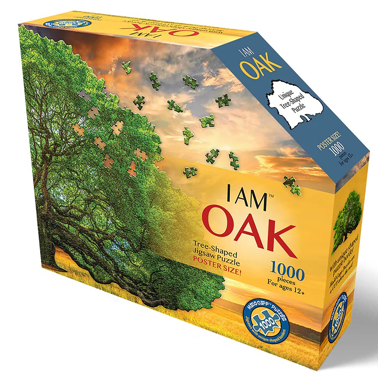 Madd Capp: I Am Oak - 1000 Piece Tree Shaped Jigsaw Puzzle, 38x24" Finished Size, Includes Educational Fun Fact Booklet, Nature Puzzle